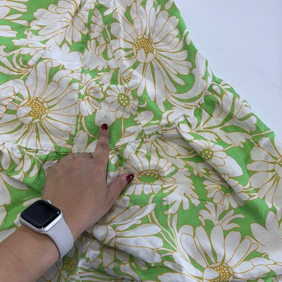 Sandro Dress Womens 36 Small Green Floral Ludmila Cutout Midi Linen Blend - Picture 14 of 15